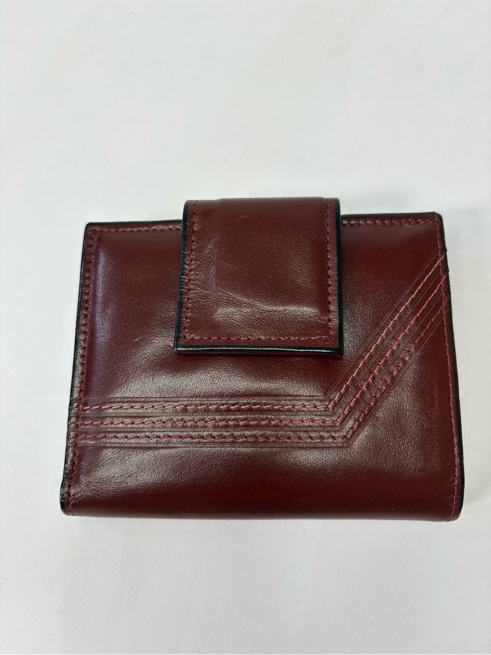 Rolfs Cowhide Leather Wallet Card Holder Coin Snap Kiss Closure Burgundy Brown